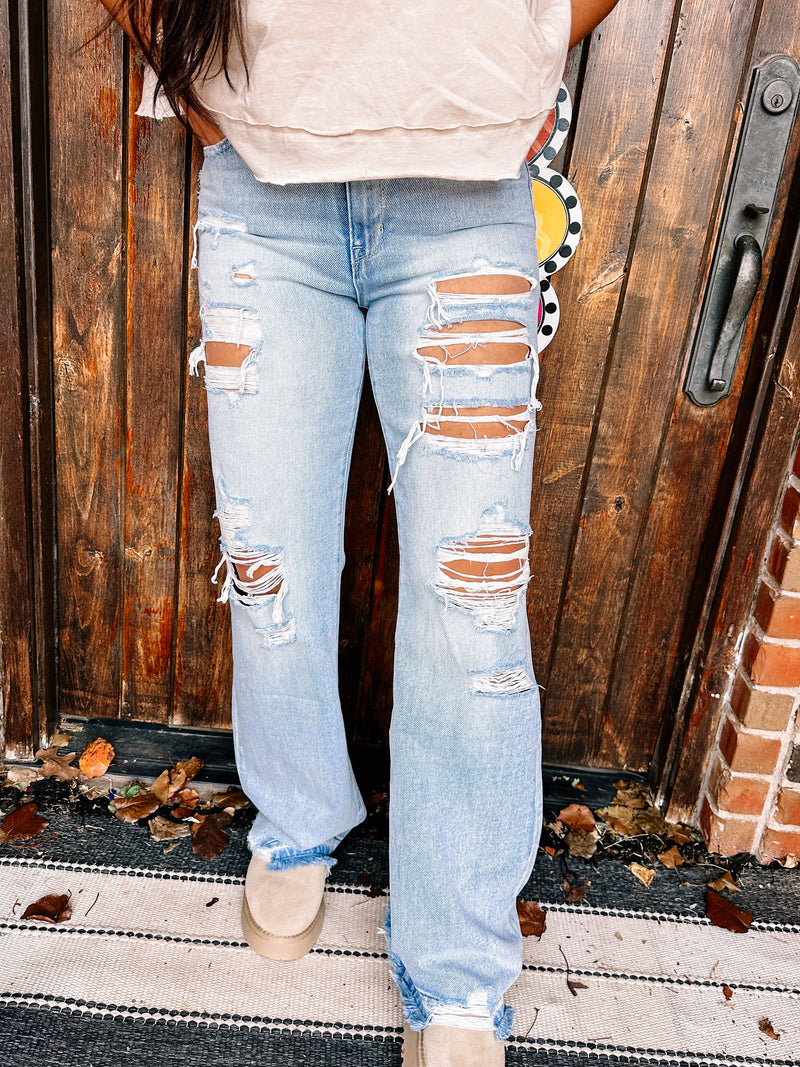 Heavy Distressed High Rise Flare Jeans – The Crazy Cactus