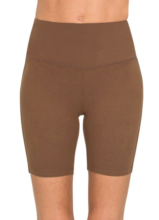 Buttery Soft Wide Waistband Biker Shorts- Chocolate Brown 🍫 – The