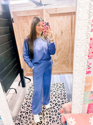 Fleece Pullover & Sweatpants Set- Blueberry