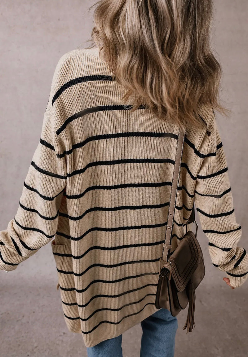 Tan w/Black Stripe Cardigan