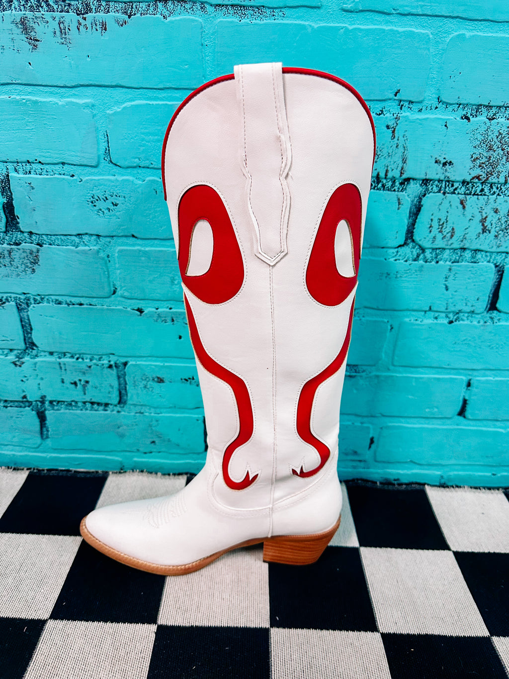 White With Red Bow Boots