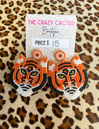Tiger Beaded Earrings