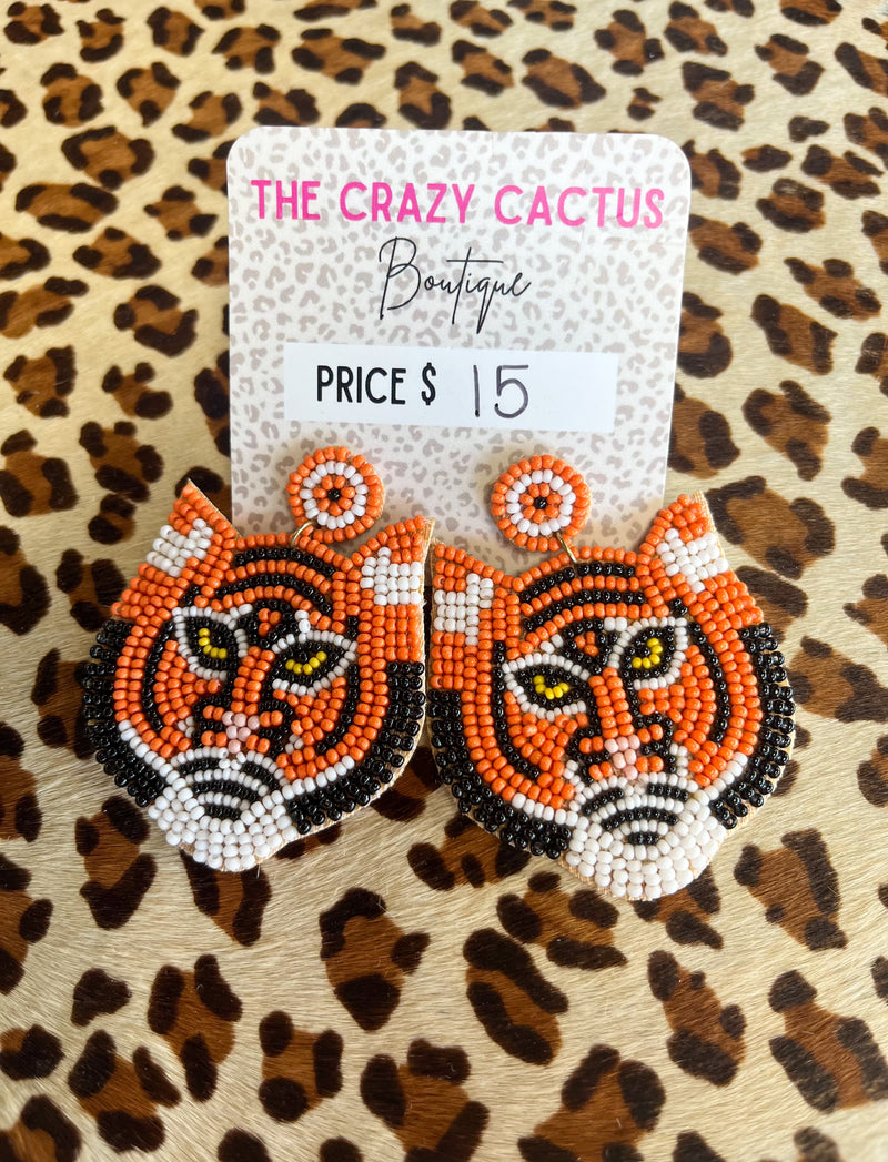 Tiger Beaded Earrings