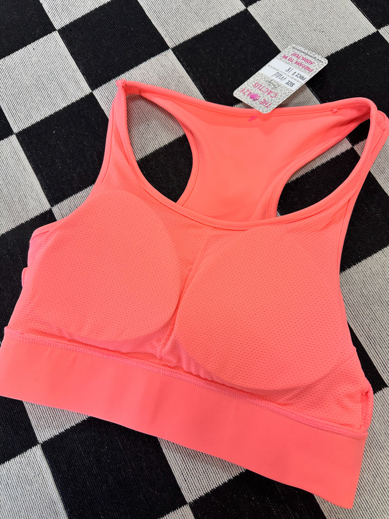 Padded Athletic Sports Bra- Neon Coral