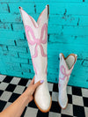 White With Pink Bow Boots
