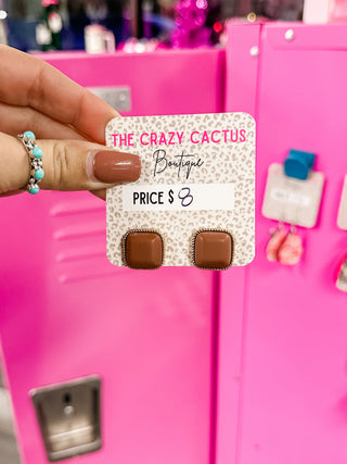 Brown Square Studs