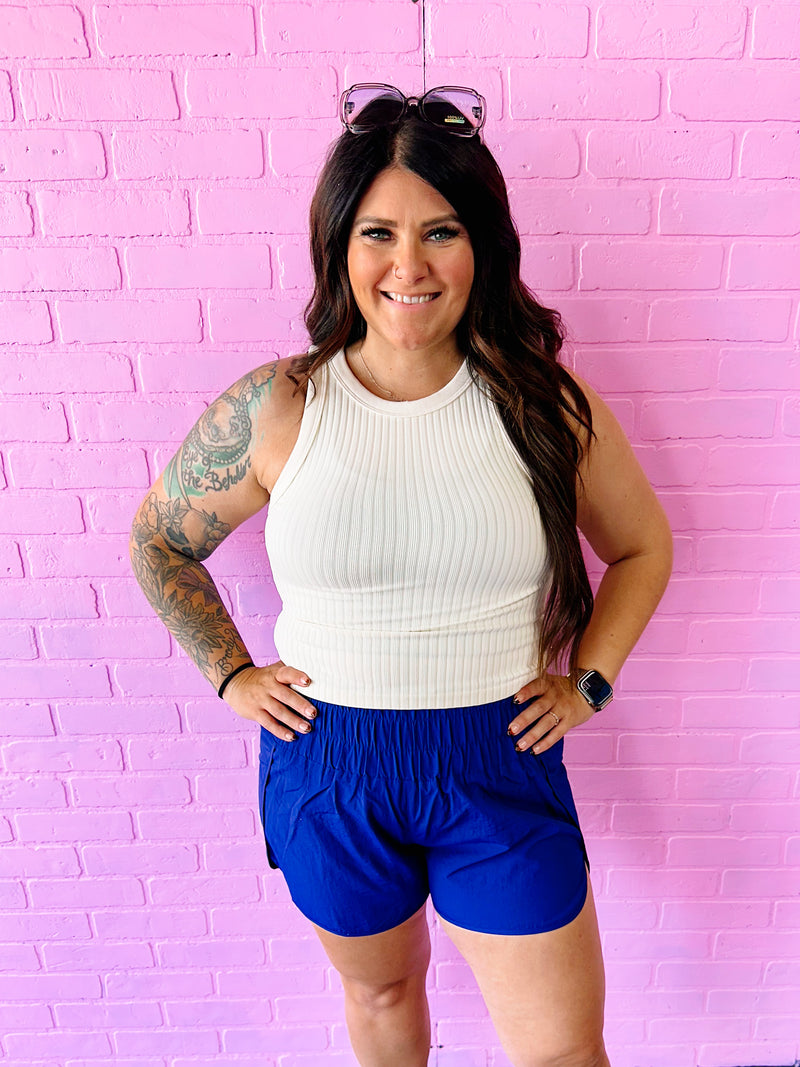 Seamless Ribbed Tank Top- Cream
