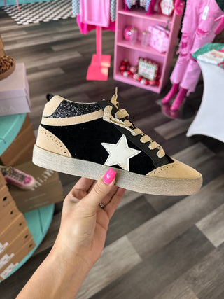 High Top Black Star Sneakers
