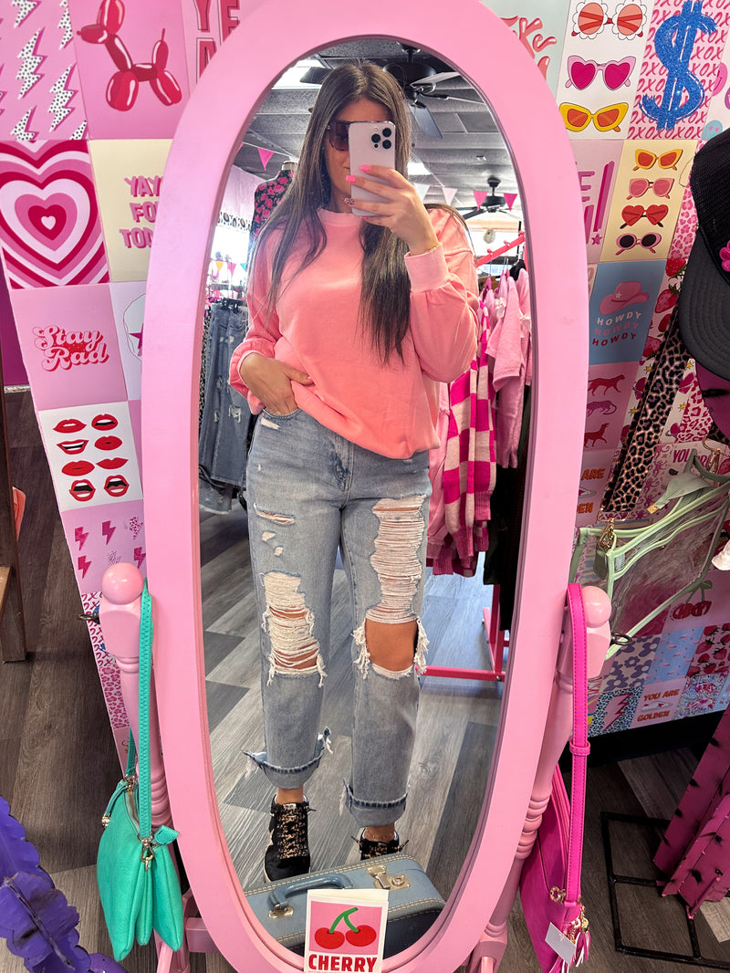 Soft Fleece Sweatshirt- Pink
