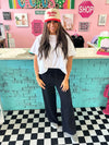 Wide Leg Fleece Sweats- Black