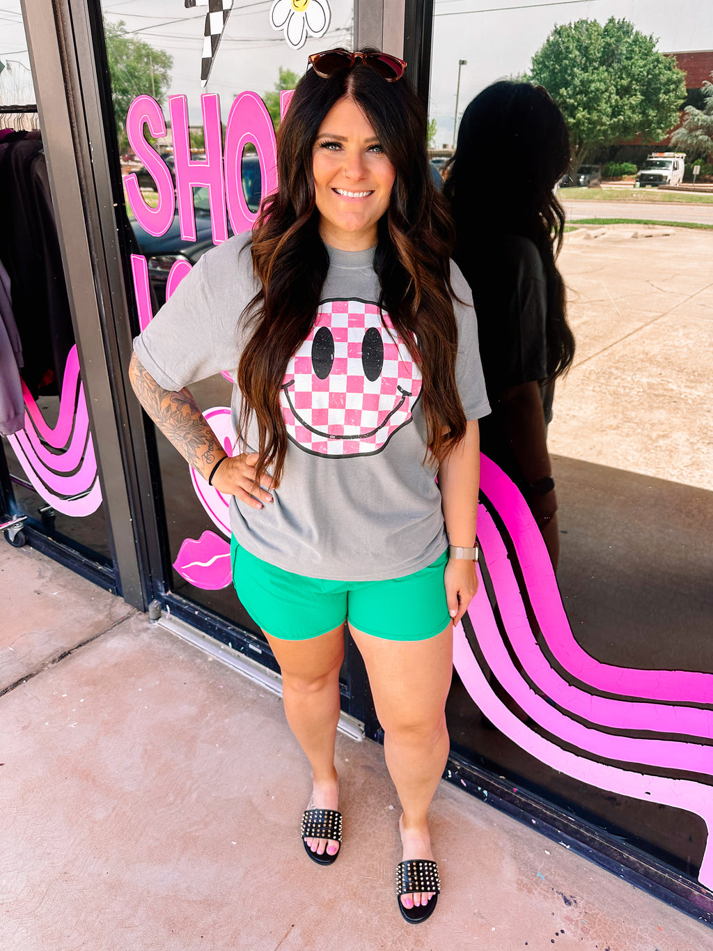 Pink Smiley Graphic Tee