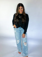 Ribbed Black Long Sleeve Top
