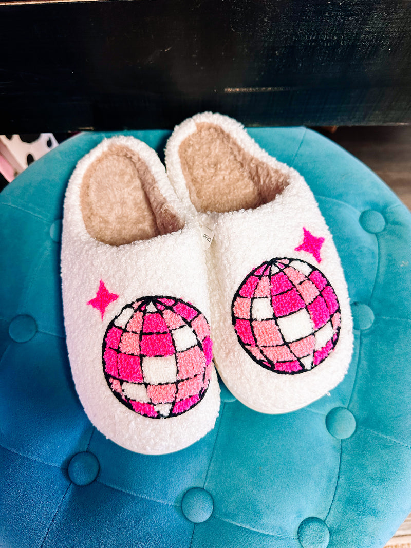 Pink Disco Ball Slippers
