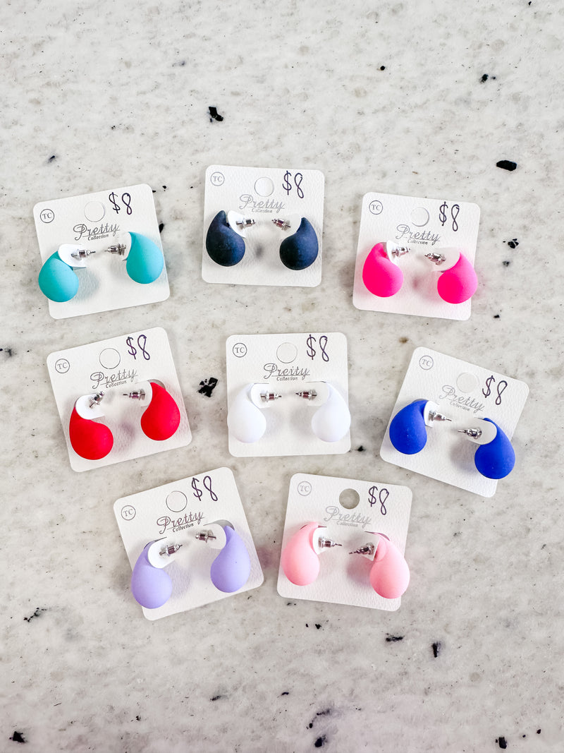 Matte Color Chunky Waterdrop Earrings