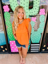 Ruffle Sleeve Babydoll Top- ORANGE