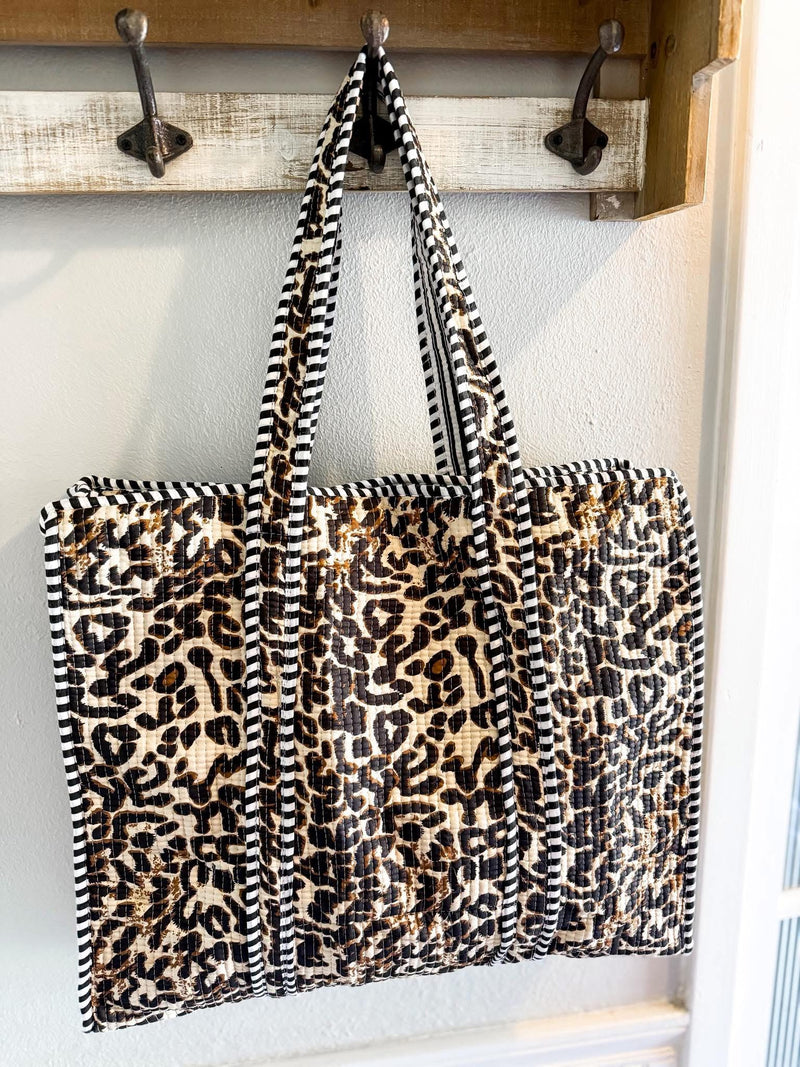 Leopard Quilted Tote Bag