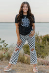 Checkered Distressed Jeans