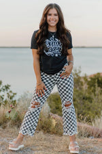 Checkered Distressed Jeans