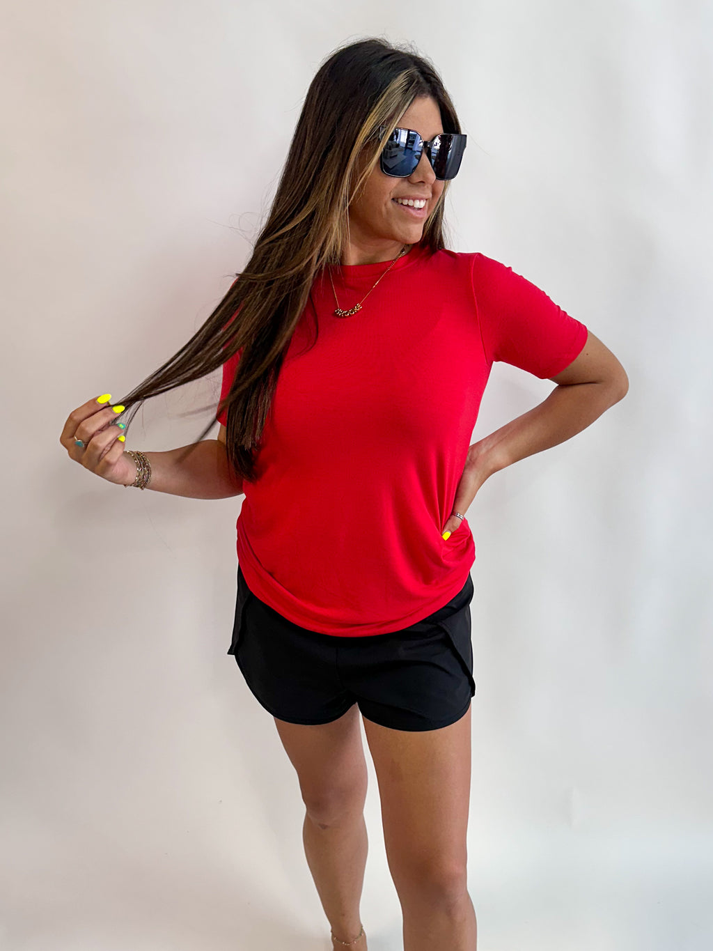 Short Sleeve Basic Tee- Red