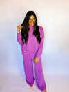 Ribbed Mock Neck Long Sleeve Set - Purple