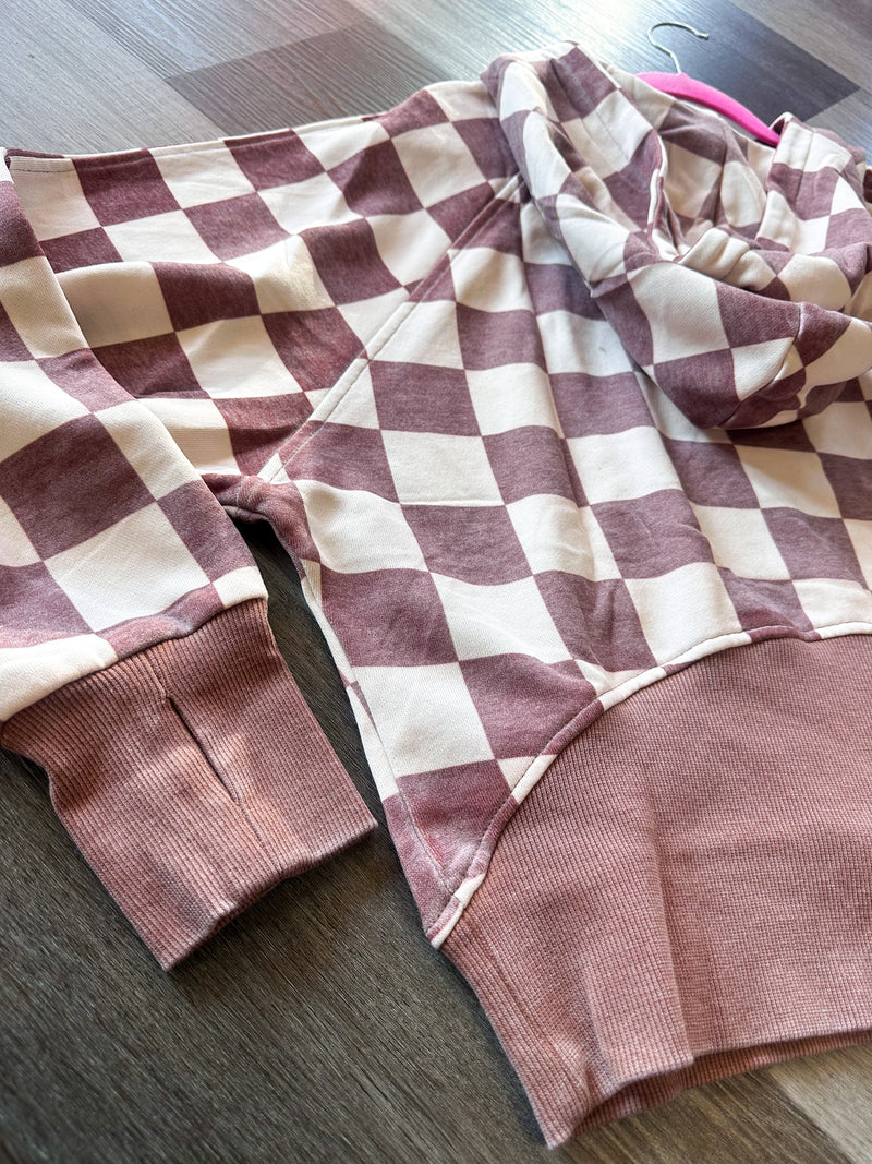 Tan Checkered Hoodie