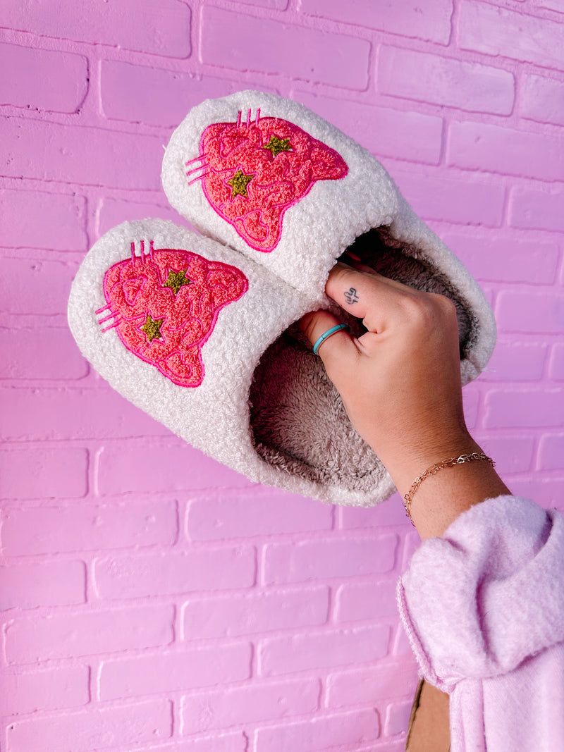 Preppy Pink Tiger Slippers