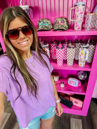Lavender Short Sleeve Sweater Shirt