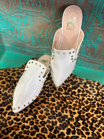Studded Mules -White