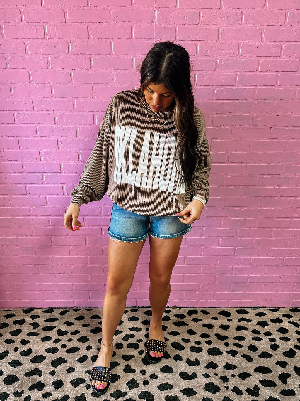 Mocha Long Sleeve Oklahoma Top