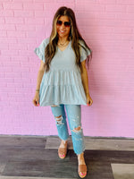 Blue Parallel Stripe Top