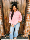 Oversized Acid Wash Fleece Hoodie- Pink
