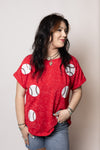 Red Sequin Baseball Top