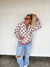 Tan Checkered Hoodie