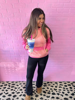Pink Color Block Pocket Hoodie