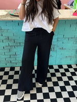 Wide Leg Fleece Sweats- Black