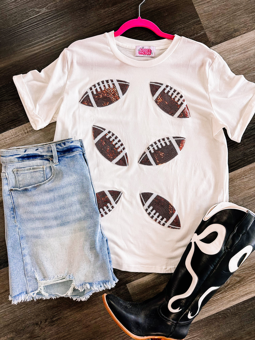 Football Sequin Patch Top