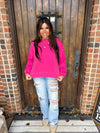 Washed French Terry Pullover- Hot Pink