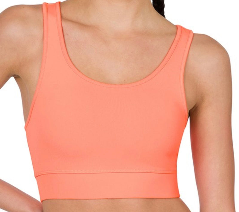 Padded Athletic Sports Bra- Neon Coral