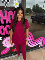 Buttery Soft Matching Top & Legging Set- Burgundy