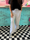 Wide Leg Fleece Sweats- Heather Grey