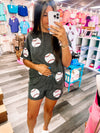 Black Ribbed Sequin Baseball Matching Set