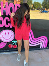 Ribbed Long Sleeve Matching Set- Red