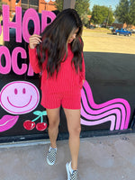 Ribbed Long Sleeve Matching Set- Red