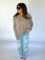 Ribbed Mocha Long Sleeve Top
