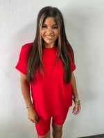 Matching Biker Short Set- Red