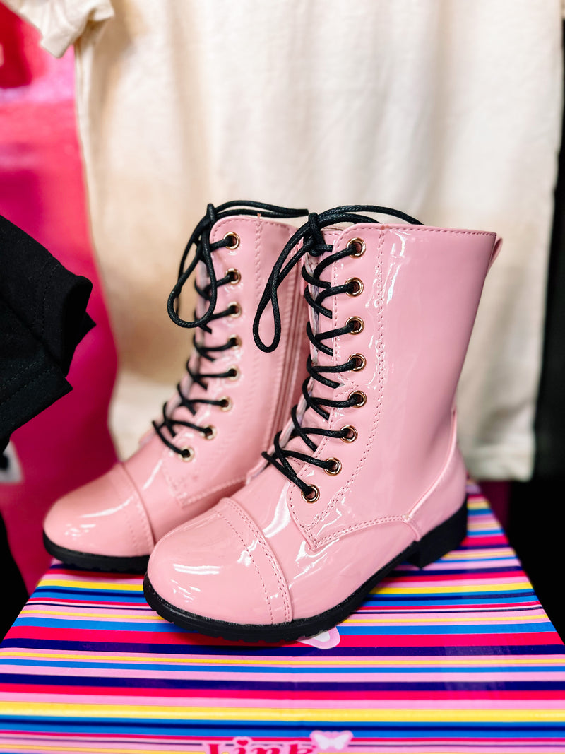 Kids Pink Leather Boots