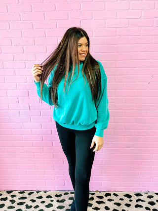 Soft Fleece Sweatshirt- Turquoise