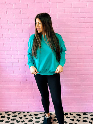Soft Fleece Sweatshirt- Turquoise