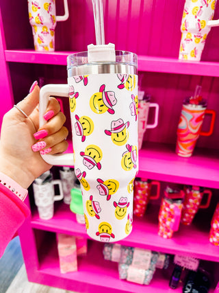 40oz Cowboy Happy Face Tumbler