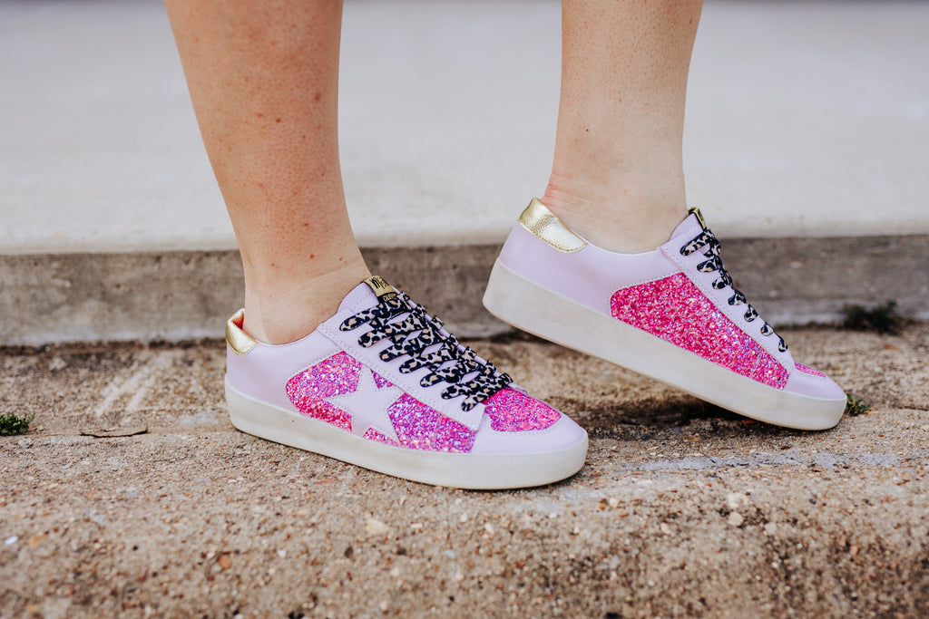 Sparkly Pink Star Sneakers